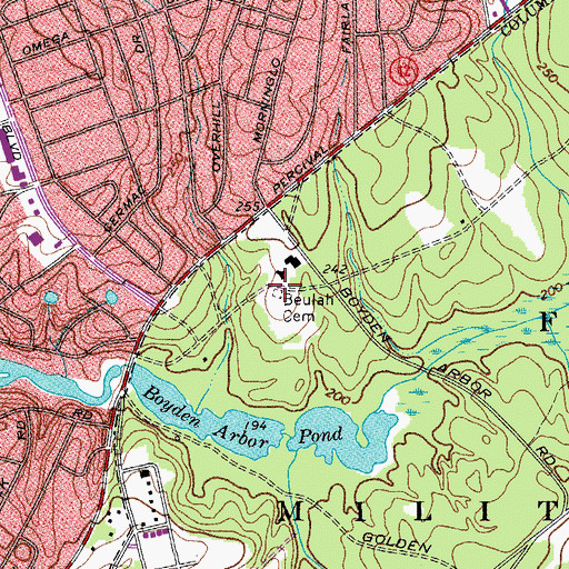 Topographic Map of Beulah Cemetery, SC