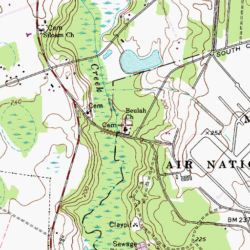 Topographic Map of Beulah Church, SC