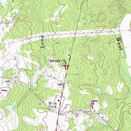 Topographic Map of Beulah Church, SC