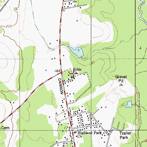 Topographic Map of Bible Church, SC