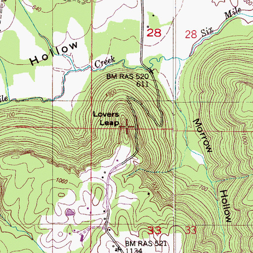 Topographic Map of Lovers Leap, AL