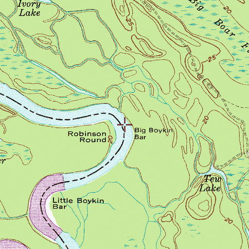 Topographic Map of Big Boykin Bar, SC