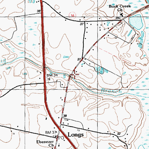 Topographic Map of Big Branch Bridge, SC
