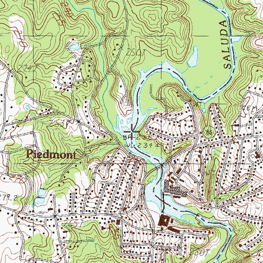 Topographic Map of Big Brushy Creek, SC