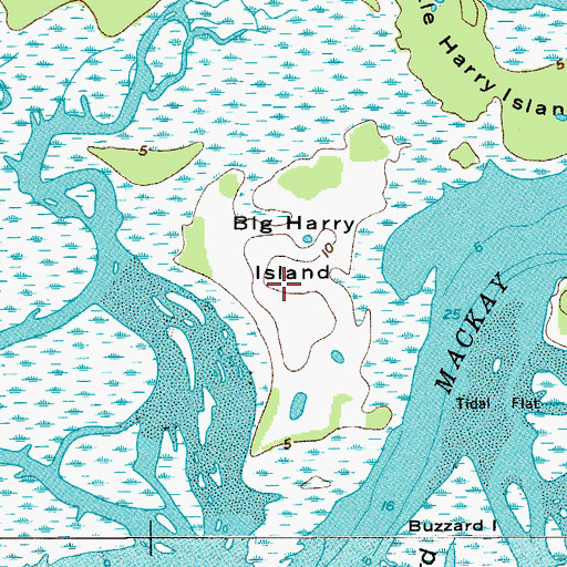 Topographic Map of Big Harry Island, SC
