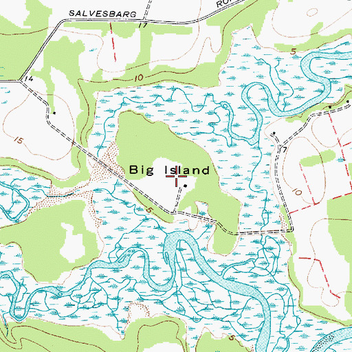 Topographic Map of Big Island, SC