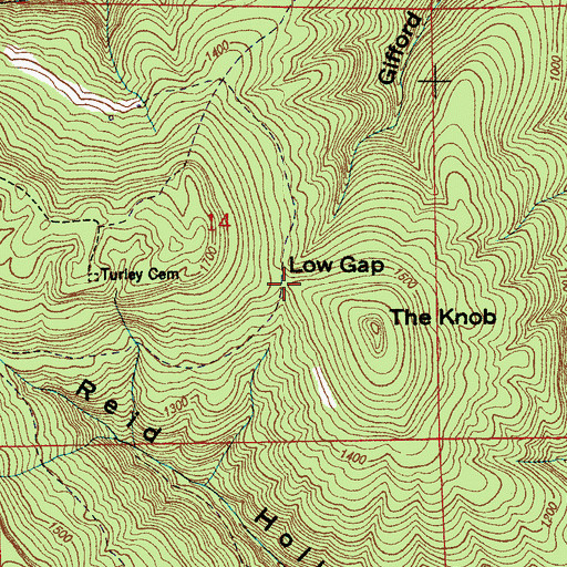 Topographic Map of Low Gap, AL