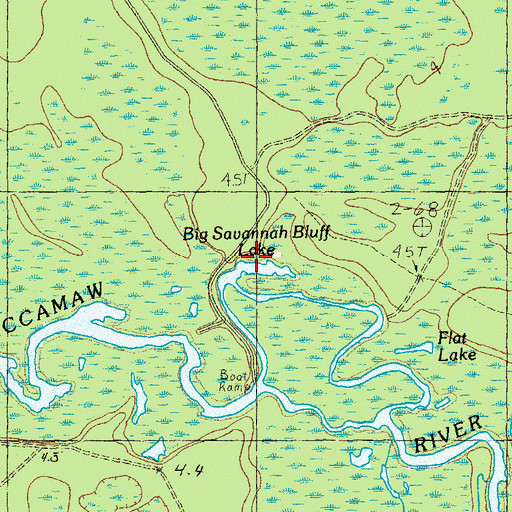Topographic Map of Big Savannah Bluff Lake, SC