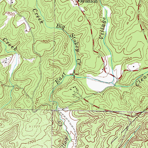 Topographic Map of Big Stakey Creek, SC