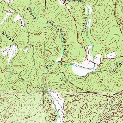 Topographic Map of Big Stakey Creek, SC