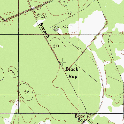 Topographic Map of Black Bay, SC