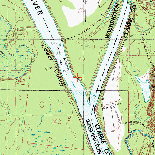 Topographic Map of Lower Cutoff, AL