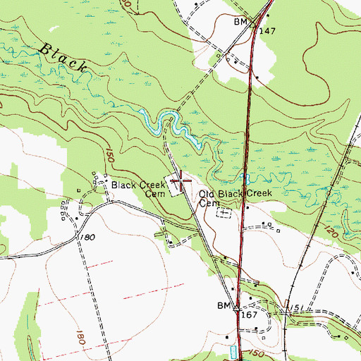 Topographic Map of Black Creek Cemetery, SC