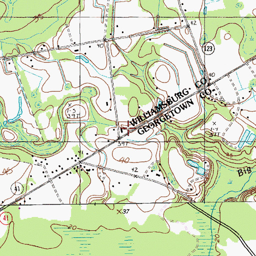 Topographic Map of Black River Church, SC