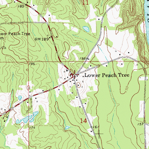 Topographic Map of Lower Peach Tree, AL