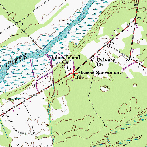 Topographic Map of Blessed Sacrament Church, SC