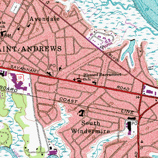 Topographic Map of Blessed Sacrament School, SC