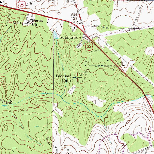 Topographic Map of Blocker Cemetery, SC