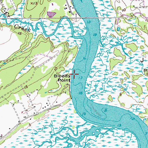 Topographic Map of Bloody Point, SC