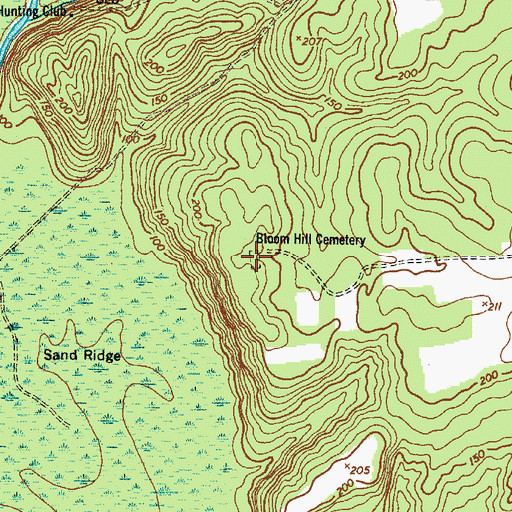 Topographic Map of Bloom Hill Cemetery, SC