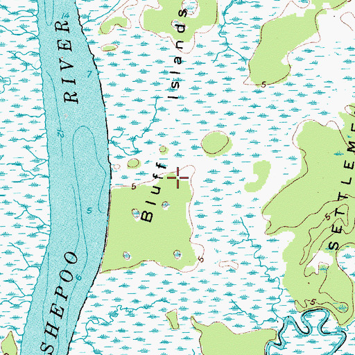 Topographic Map of Bluff Islands, SC