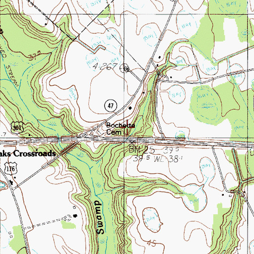 Topographic Map of Bochette Cemetery, SC
