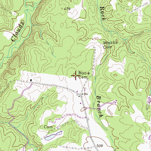 Topographic Map of Bodie Cemetery, SC