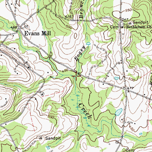 Topographic Map of Bogey Branch, SC