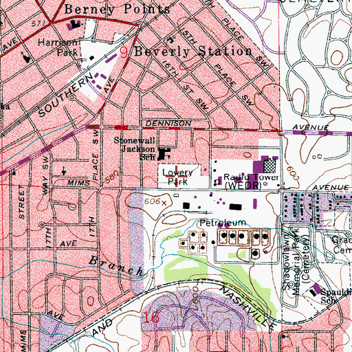Topographic Map of Lowery Park, AL