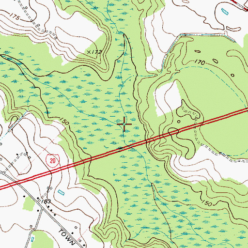 Topographic Map of Boggy Gully Swamp, SC
