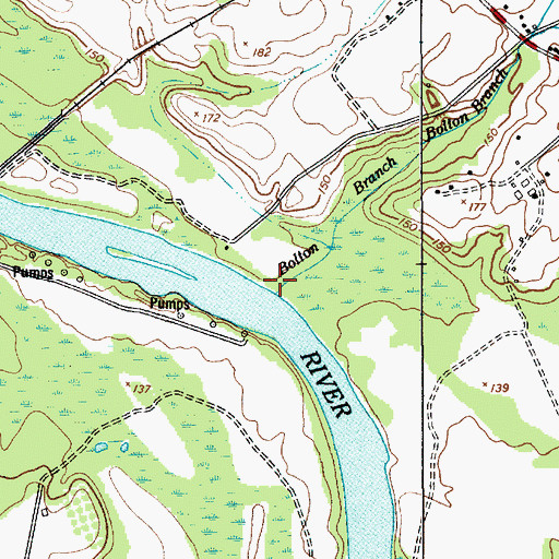 Topographic Map of Bolton Branch, SC