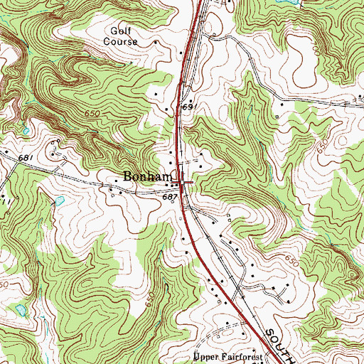 Topographic Map of Bonham, SC