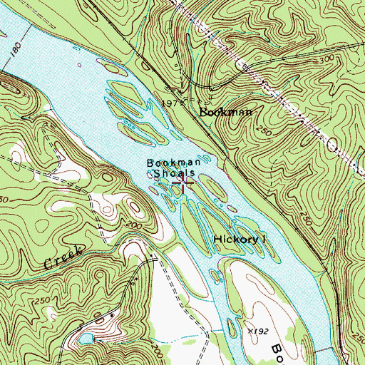 Topographic Map of Bookman Shoals, SC