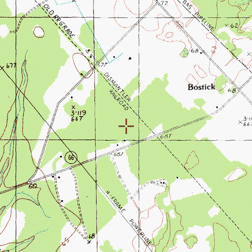 Topographic Map of Bostick School, SC