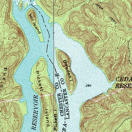 Topographic Map of Bowden Island, SC