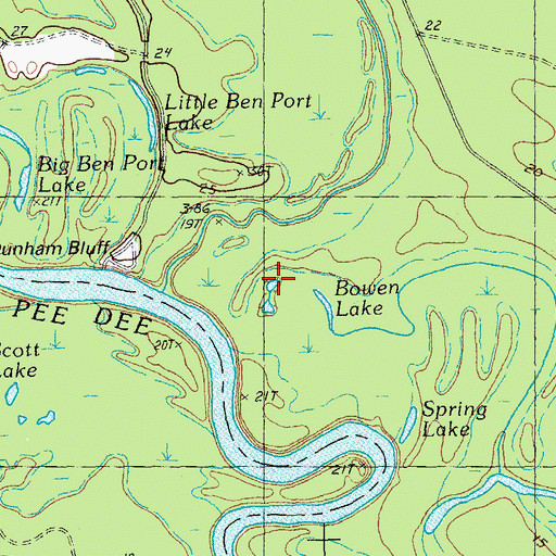 Topographic Map of Bowen Lake, SC