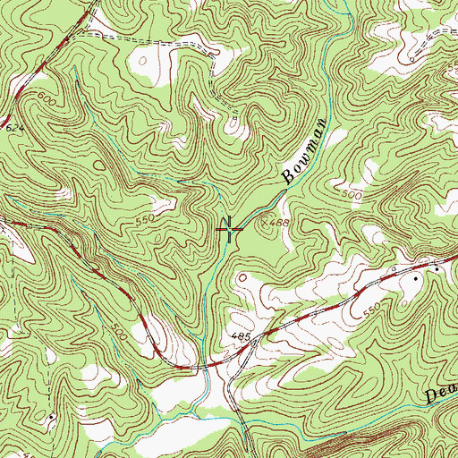 Topographic Map of Bowman Branch, SC