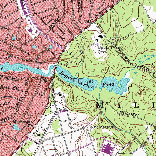 Topographic Map of Boyden Arbor Pond, SC