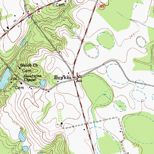Topographic Map of Boykin, SC