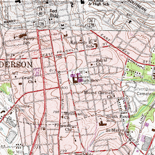 Topographic Map of Boys High School, SC
