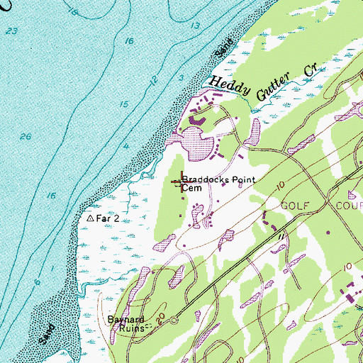 Topographic Map of Braddocks Point Cemetery, SC