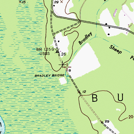 Topographic Map of Bradley Bridge, SC