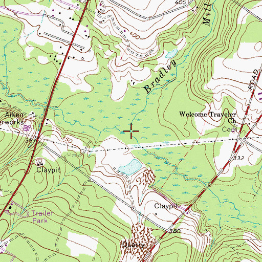 Topographic Map of Bradley Mill Branch, SC