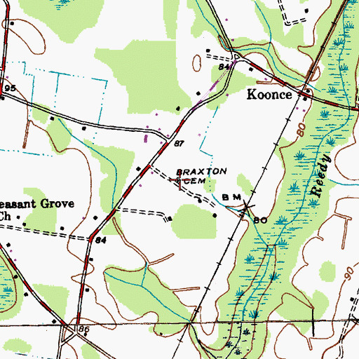 Topographic Map of Baxley Cemetery, SC