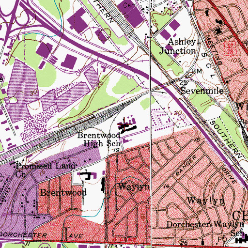 Topographic Map of Brentwood High School, SC