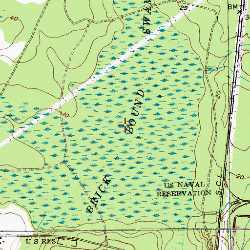 Topographic Map of Brick Bound Swamp, SC