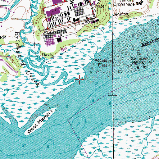 Topographic Map of Brickyard Creek, SC