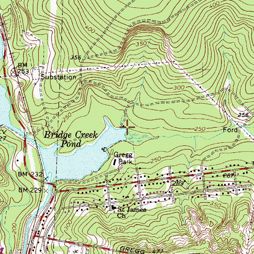 Topographic Map of Bridge Creek, SC