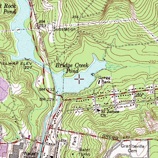 Topographic Map of Bridge Creek Pond, SC