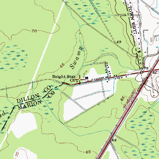 Topographic Map of Bright Star Church, SC